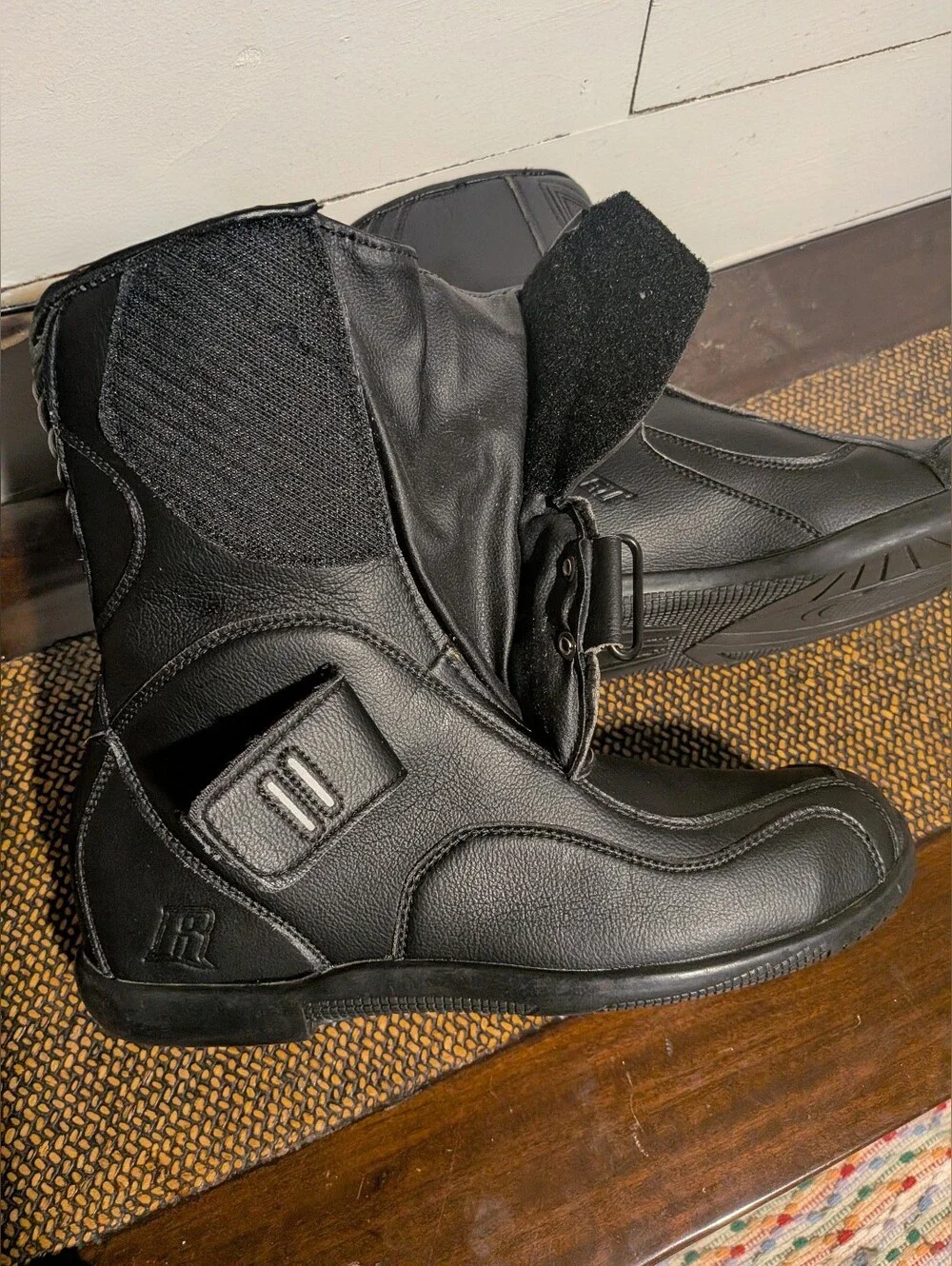 Discont'd Joe Rocket Black Mercury Leather Motorcycle Boot Hook & Loop Close 10
